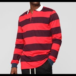 The Rugby Long Sleeve Polo - Red/Combo